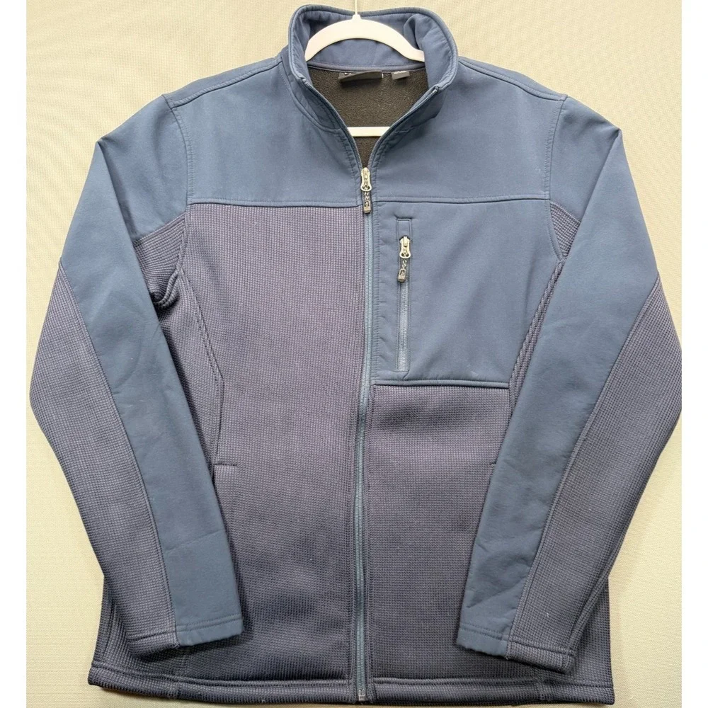 Swiss Tech Hybrid Fleece Jacket Navy Blue Full Zip Sweater | Men's Medium M